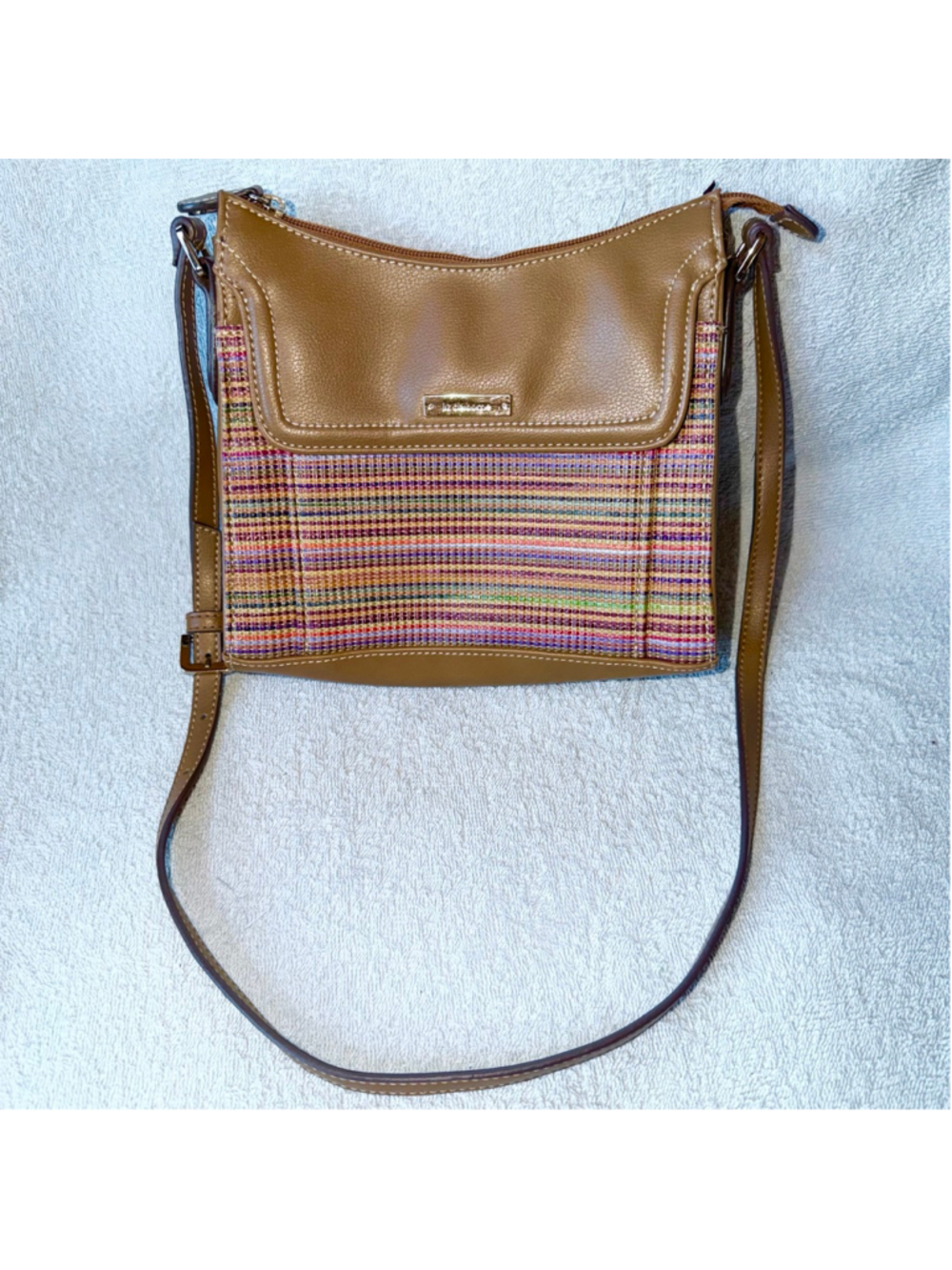 Pristine Women’s Small Liz Claiborne Multi Color Tweed Faux Leather Shoulder Bag